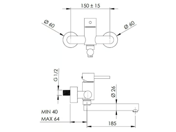 NEXT - Single handle wall-mounted washbasin mixer with adjustable spout by Rubinetterie Mariani - view 3
